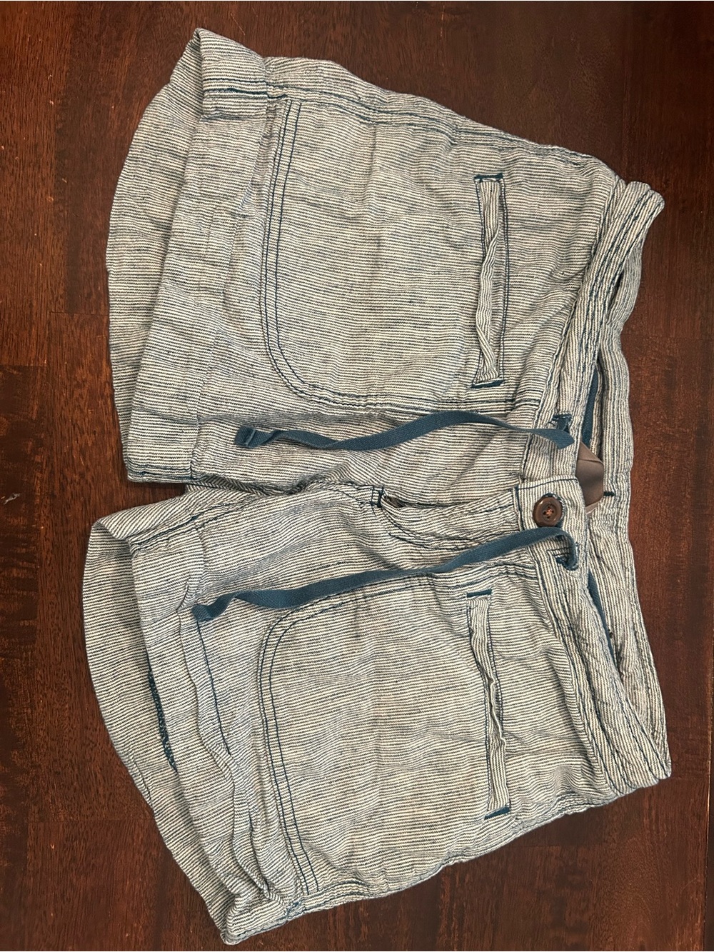 North Face Striped Drawstring Shorts in Light Blue
